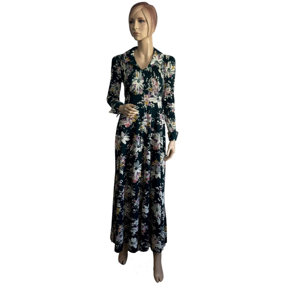 Vintage Jody T of California Green Floral Maxi Dress Size 5